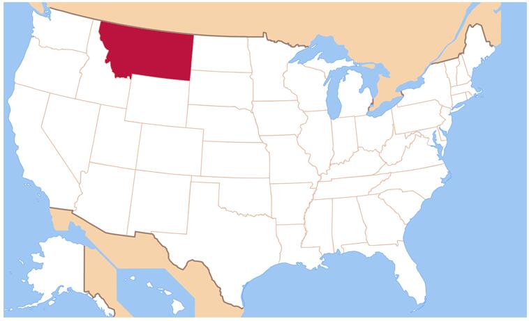Montana state on USA map