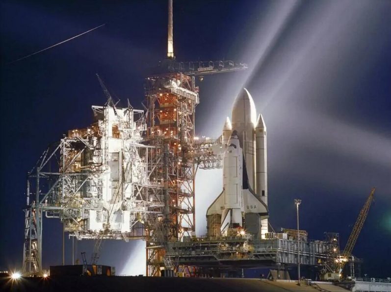 Space shuttle before launch